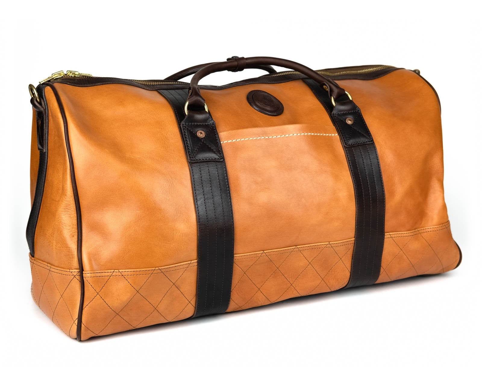 Hermes Style Leather and Canvas Travel Bag, T. Anthony For Sale at