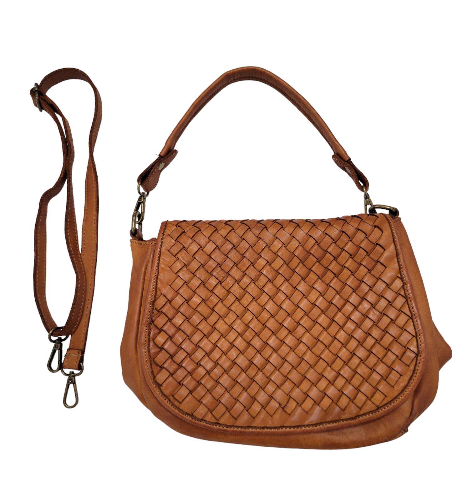 Eden Woven Leather Front Flap Cross-body