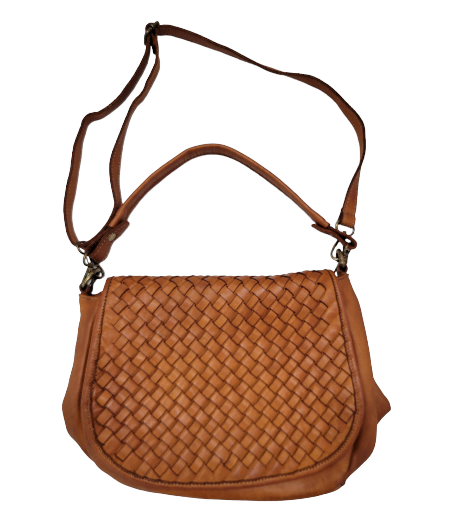 Eden Woven Leather Front Flap Cross-body